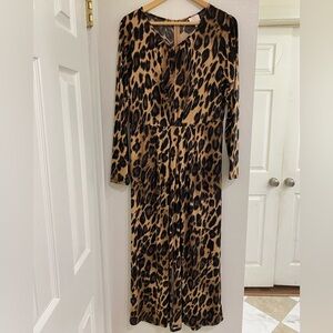 Hot in Hollywood Leopard Print Long Sleeve Maxi Dress size Large